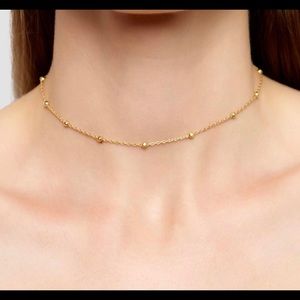 AV 18k gold plated ball link choker necklace